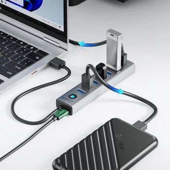 Hub CL7U-U3 rozdzielacz 7x USB-A USB-C 5V 3A 1m - szary