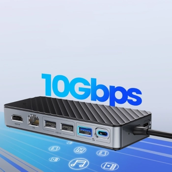 Hub stacja dokująca OM28PR-G2 z kieszenią na dysk M.2 USB-C - USB-A USB-C HDMI Ethernet - czarna