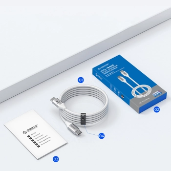 Kabel przewód CDX 60W 3A Power Delivery USB-C 1m - biały
