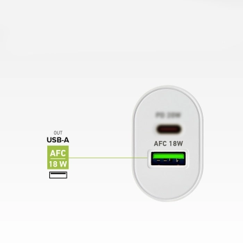 Ładowarka sieciowa Power Delivery USB-A USB-C 20W - biała