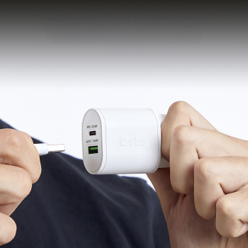 Ładowarka sieciowa Power Delivery USB-A USB-C 20W - biała