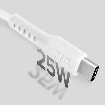 Kabel przewód USB-C PD 25W 1 m - biały