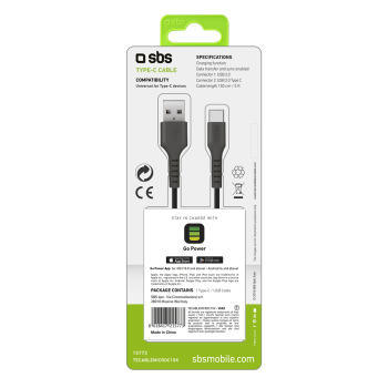 Kabel przewód USB-A - USB-C 1.5m - czarny