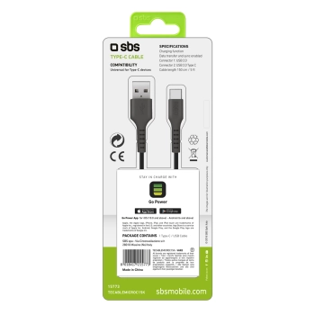 Kabel przewód USB-A - USB-C 1.5m - czarny