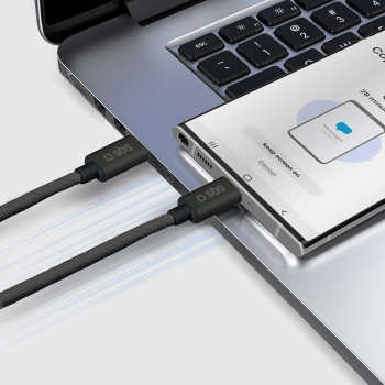 Kabel przewód w oplocie USB-C 60W 1.5m - czarny
