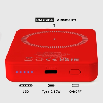 Powerbank 5000 mAh MagSafe - czerwony