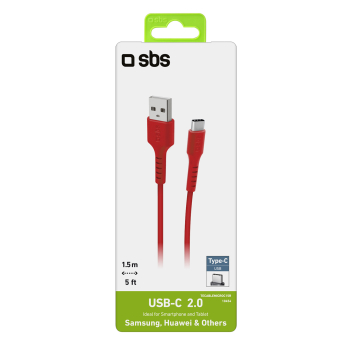 Kabel przewód USB-A - USB-C 1.5m - czerwony