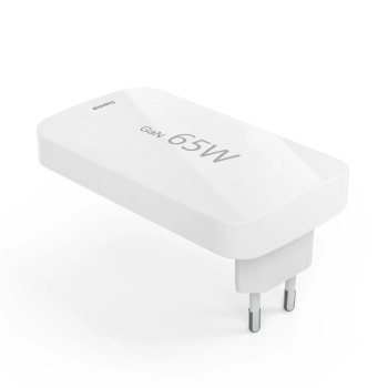 Ładowarka sieciowa składana GaN USB-C USB-A 65W - biała