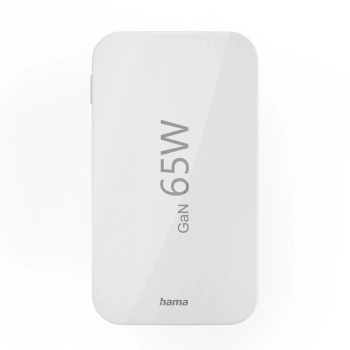 Ładowarka sieciowa składana GaN USB-C USB-A 65W - biała