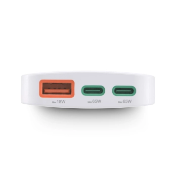 Ładowarka sieciowa składana GaN USB-C USB-A 65W - biała