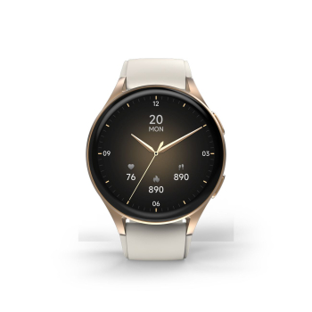 Smartwatch Hama 8900 GPS AMOLED 1.32'' z beżowym paskiem silikonowym - złoty
