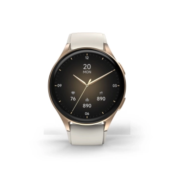 Smartwatch Hama 8900 GPS AMOLED 1.32'' z beżowym paskiem silikonowym - złoty