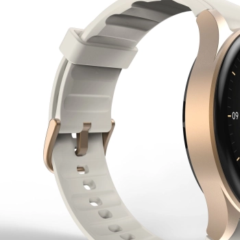 Smartwatch Hama 8900 GPS AMOLED 1.32'' z beżowym paskiem silikonowym - złoty