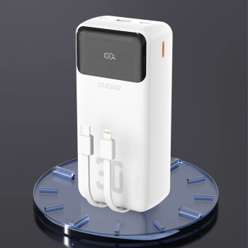 Powerbank 30000mAh z wbudowanymi kablami PD 22.5W - biały