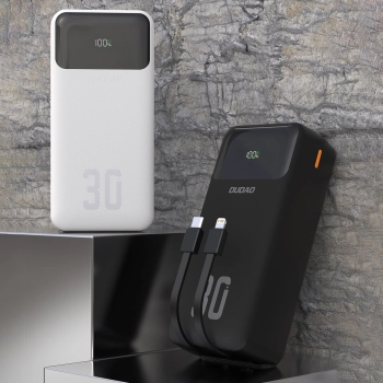 Powerbank 30000mAh z wbudowanymi kablami PD 22.5W - czarny