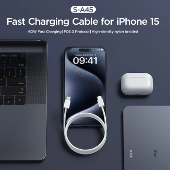 Kabel przewód Ben Series USB-C 60W 1 m - biały