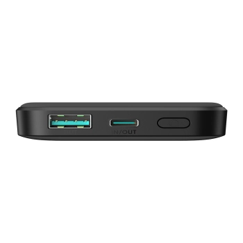 Powerbank indukcyjny 5000mAh USB-A USB-C 20W z kablem USB-C - czarny