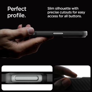 Etui case na iPhone 16 Pro Max Enzo Aramid Mag z MagSafe - czarno-srebrne