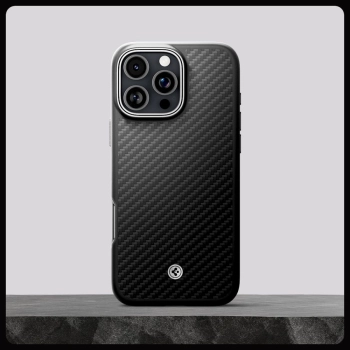Etui case na iPhone 16 Pro Max Enzo Aramid Mag z MagSafe - czarno-srebrne