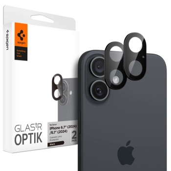 Szkło na aparat do iPhone 16 / 16 PLUS czarne - 2 szt.