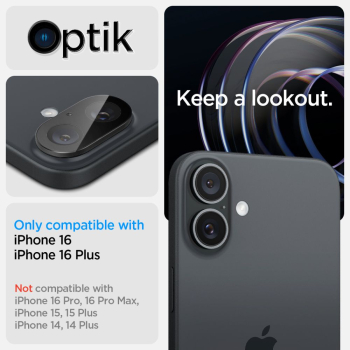 Szkło na aparat do iPhone 16 / 16 PLUS czarne - 2 szt.