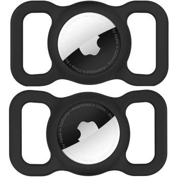 Etui na lokalizator Apple AirTag silikonowe na obrożę psa lub kota - czarne