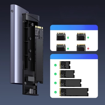 Obudowa na dysk M.2 NVMe/SATA SSD - srebrna