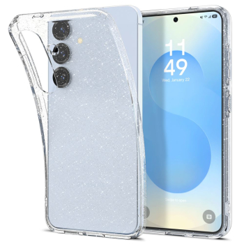 Etui na Samsung Galaxy S25 Liquid Crystal - brokatowo przezroczyste