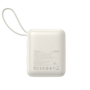 Powerbank 10000mAh 22.5W z wbudowanymi kablami USB-C Lightning - biały