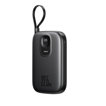Powerbank 10000mAh z wbudowanym kablem 22.5W USB-C 0.25 cm - czarny