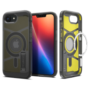 Etui plecki na iPhone 16e z podstawką Tough Armor MagSafe - przezroczysto-szare