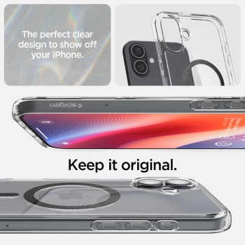 Etui ochronne na iPhone 16 Ultra Hybrid MagSafe Carbon Fiber - przezroczysto szare