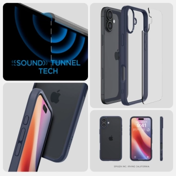Etui ochronne na iPhone 16 Ultra Hybrid - przezroczysto niebieskie