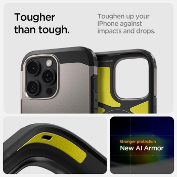 Etui case na iPhone 16 Pro z podstawką Tough Armor MagSafe - gunmetal