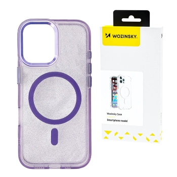 Etui ochronne na Samsung Galaxy S25 Ultra z Mag Safe - fioletowe z brokatem