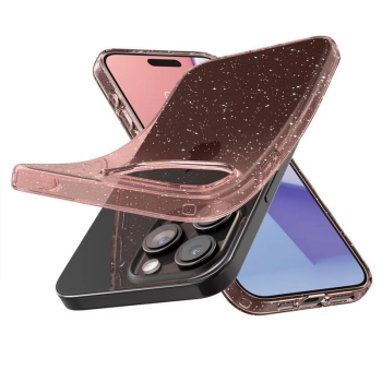 Etui case na iPhone 15 Pro Liquid Crystal Glitter - różowo przezroczyste