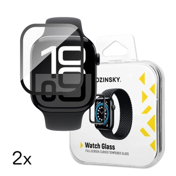 Szkło hartowane z czarną ramką do Apple Watch 46mm Full Glue - 2 szt.