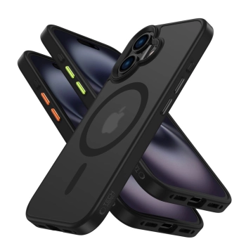 Etui case na iPhone 16 z nakładkami na przyciski MagMat Magsafe - czarny mat
