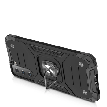 Pancerne hybrydowe etui z magnetycznym uchwytem do Samsung Galaxy S22+ Ring Armor - niebieski