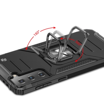 Pancerne hybrydowe etui z magnetycznym uchwytem do Samsung Galaxy S22+ Ring Armor - niebieski