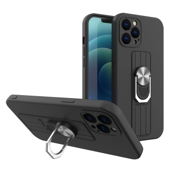 Silikonowe etui z uchwytem na palec i podstawką do Xiaomi Poco M4 Pro 5G Ring Case - czarny