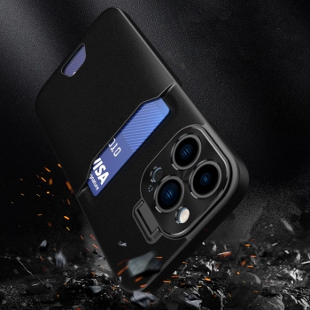 Etui pokrowiec portfel na kartę z podstawką na Samsung Galaxy S23 Leather Stand Case - czarne