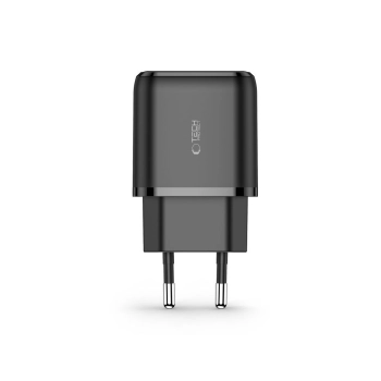 Ładowarka sieciowa USB-C PD 20W / USB-A QC 3.0 - czarna