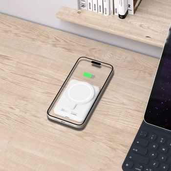 Powerbank 5000mAh z MagSafe USB-C 15W z kablem USB-C - biały