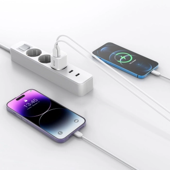 Ładowarka sieciowa C20W mini USB-C PD 20W / USB-A QC 3.0 - biała