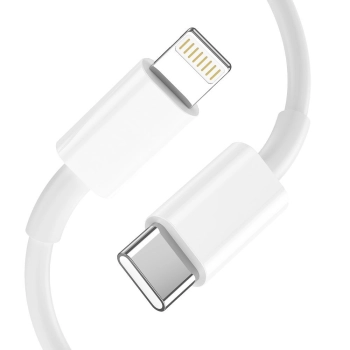 Ładowarka sieciowa USB-C PD 20W / USB-A QC 3.0 z kablem USB-C / iPhone Lightning - biała