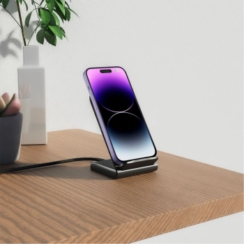 Ładowarka indukcyjna do smartfona w formie stojaka 15W - czarna