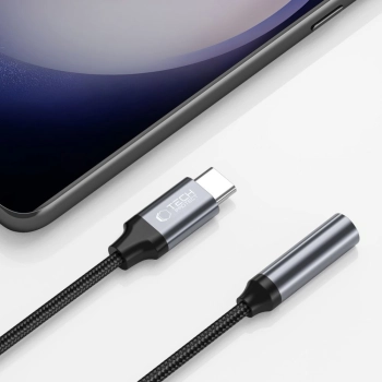 Adapter przejsciówka USB-C - mini jack 3.5mm - czarny