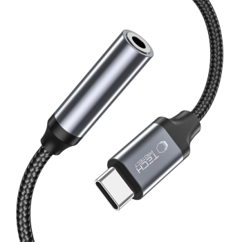 Adapter przejsciówka USB-C - mini jack 3.5mm - czarny