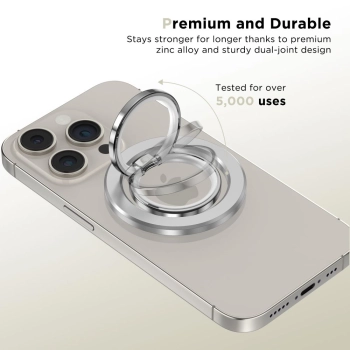 Uchwyt ring magnetyczny na palec z MagSafe do smartfona - srebrny